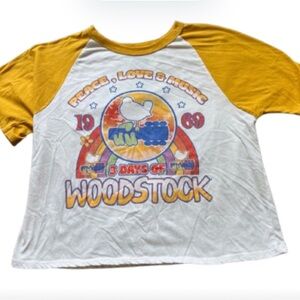 Woodstock Graphic Tee with Yellow Sleeves